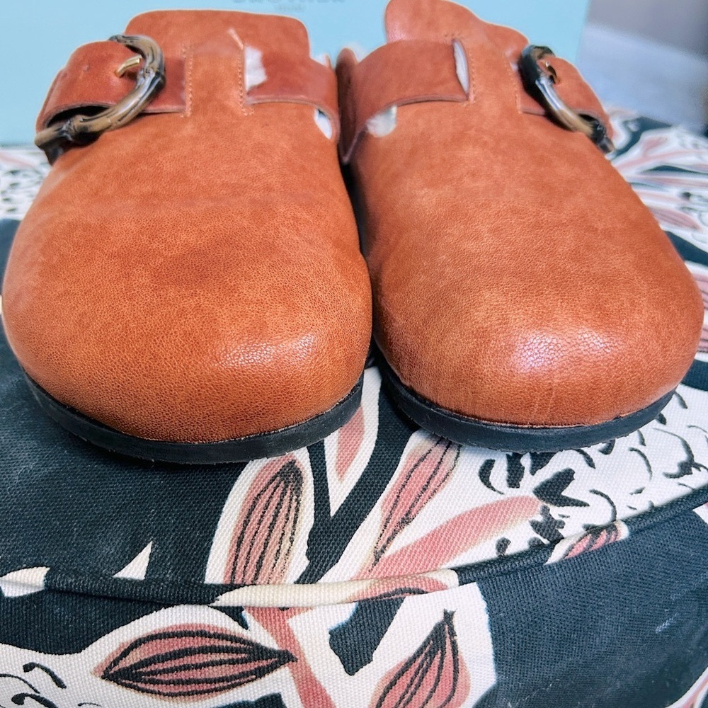 Brother Vellies Greg Shoe Whiskey Brown Leather Clog Faux Fur Size 7 - Picture 5 of 10
